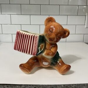 VTG Ceramic ROYAL COPLEY BEAR PLANTER With ACCORDION